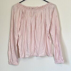 Chaser Women's Light Pink Off the Shoulder Peasant Top Blouse - Medium